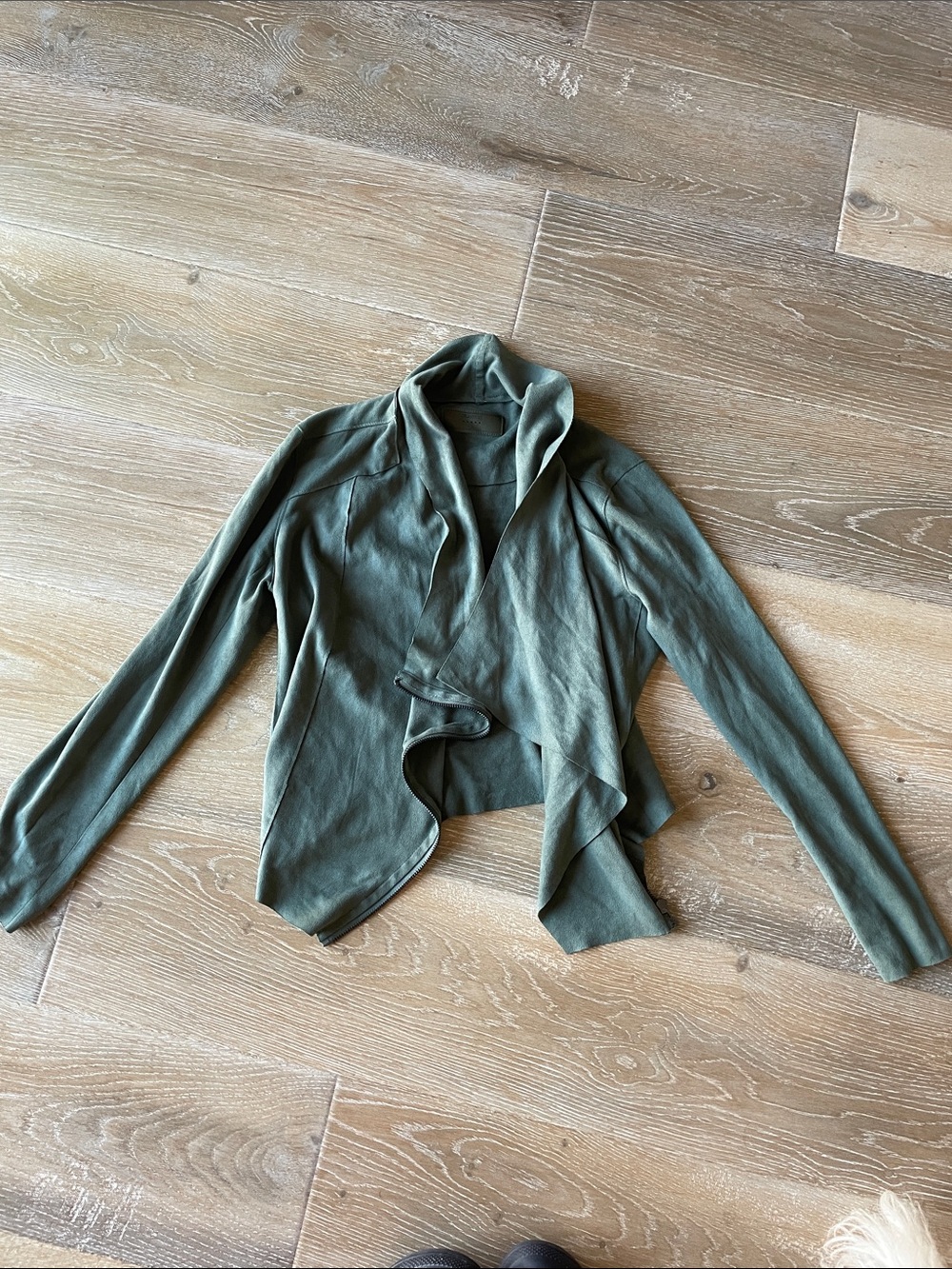 BLANK NYC Draped Open Front Lightweight Cardigan - Olive Green Small